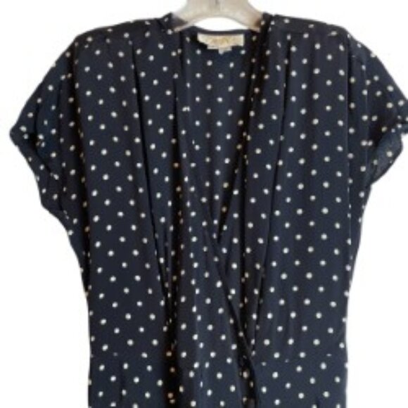 CACHE' WOMENS 1940'S STYLE VINTAGE DRK NAVY/WHITE POLKADOT CULOTTE DRESS SIZE 8 - Picture 4 of 9